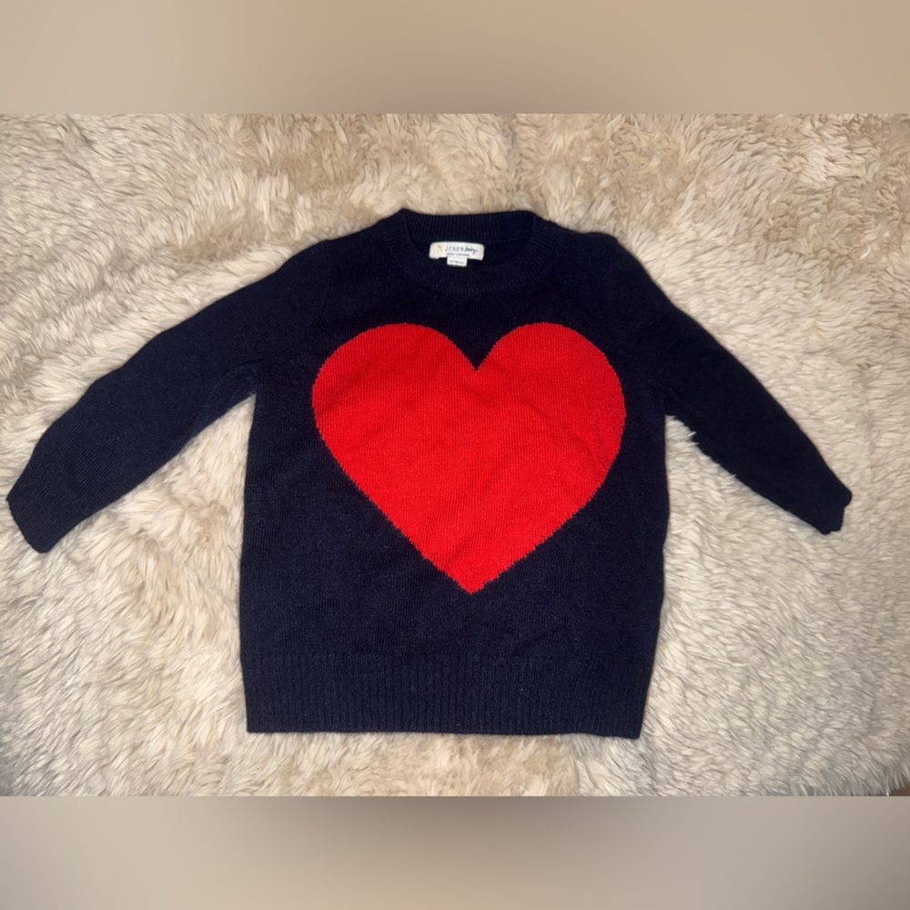 NWOT J. Crew Baby Navy Blue Heart 100% Cashmere Sweater
